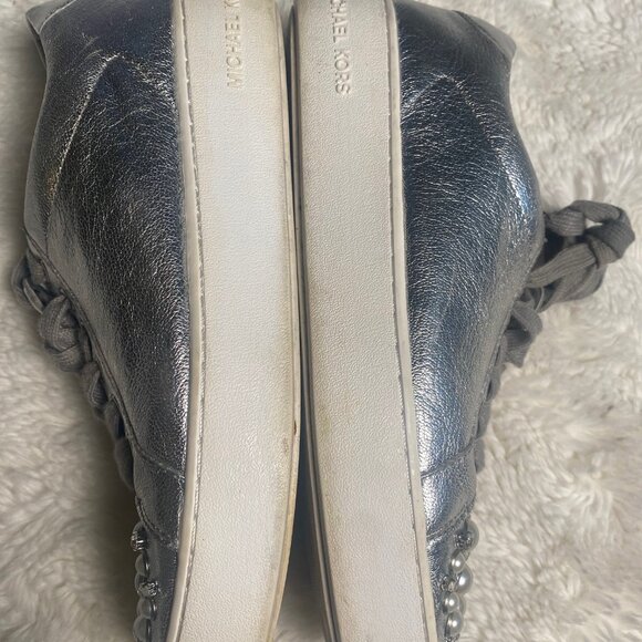 Michael Kors Silver PEARL Stud Sneakers - Picture 10 of 10